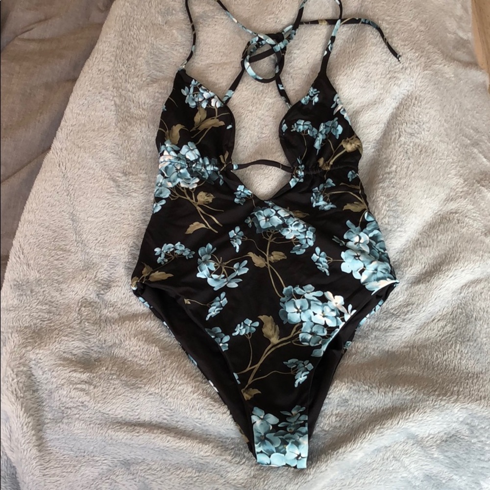 Blue floral one piece